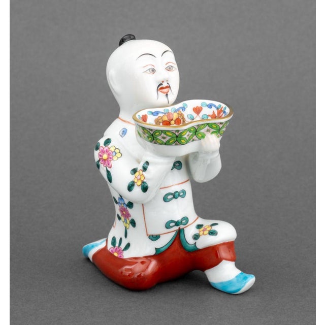 Chinese Mid 20th Century Herend Painted Porcelain Figural Open Salts - Set of 4 For Sale - Image 3 of 10