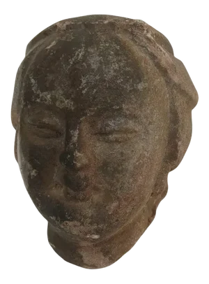 Vintage Red Sand Stone Asian Carved Fragment