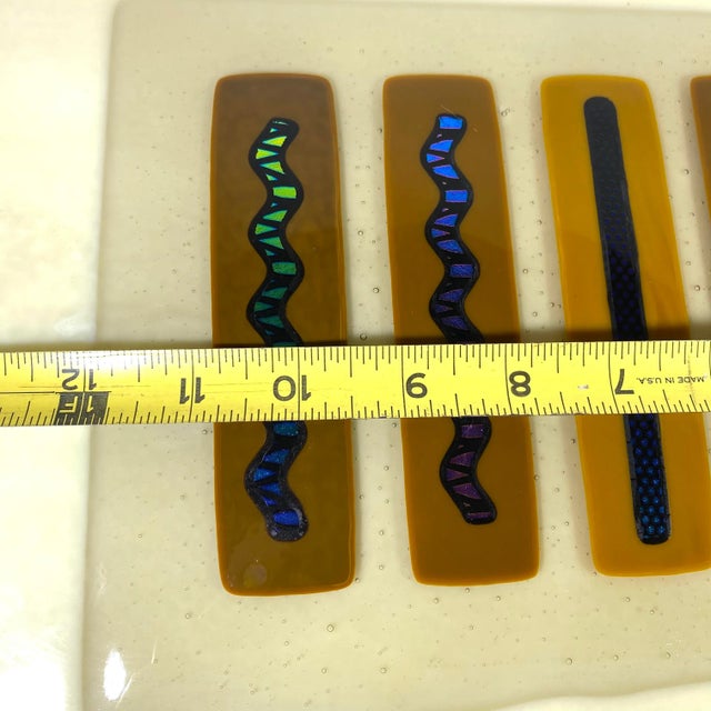 1970's Cream Fused Dichroic Art Glass Wall Art Plate Plaque For Sale - Image 4 of 9