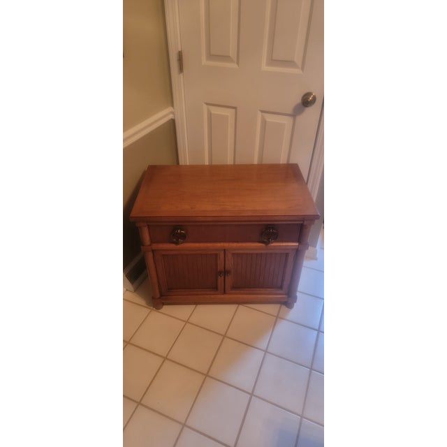 Mid-Century Modern Vintage Thomasville Stroupe Collection Faux Bamboo Nightstand For Sale - Image 3 of 18