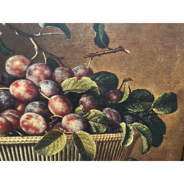 1970s Vintage Framed Old Master Still Life – Basket of Plums After Pierre Dupuis (1610–1682) For Sale - Image 5 of 7