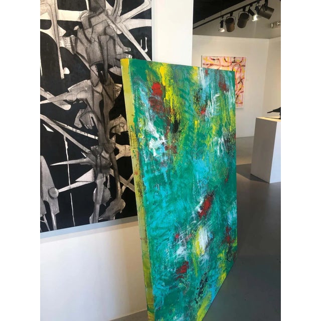 Abstract Mirtha Moreno Large Oil Painting on Canvas Titled: “Emerald City” 2015 For Sale - Image 3 of 12