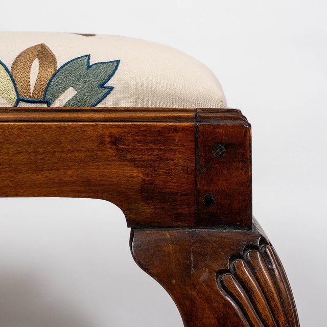 Mid 20th Century Queen Anne Custom Upholstered Petite Bench With Cabriole Legs For Sale - Image 12 of 13