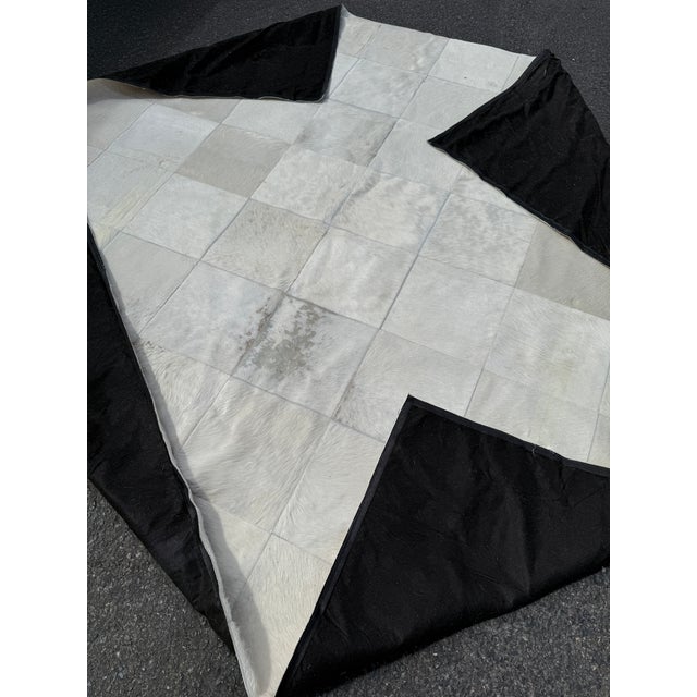 8ft Square Silver Gray Patchwork Hair on Hide Area Rug For Sale - Image 10 of 12