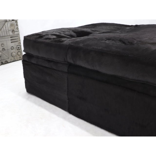 All Black Cowhide Fur Upholstery Custom Daybed Large Bench For Sale - Image 11 of 12