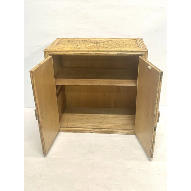 Wood 1970’s Vintage Natural Pencil Reed Rattan 2 Door Server Cabinet For Sale - Image 7 of 7