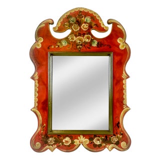 Austrian Hand-Painted Wall Mirror, 1970s For Sale