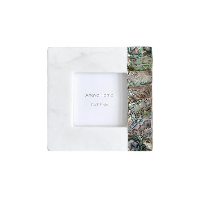 White Rainbow Mother of Pearl White Marble Picture Frame 3x3 For Sale - Image 8 of 8