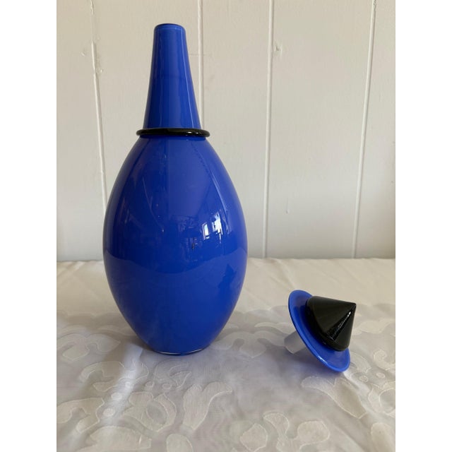1985 Postmodern Lino Tagliapietra & Marina Angelin for Effetre Blue Murano Glass Decanter, 2/200 For Sale - Image 10 of 14