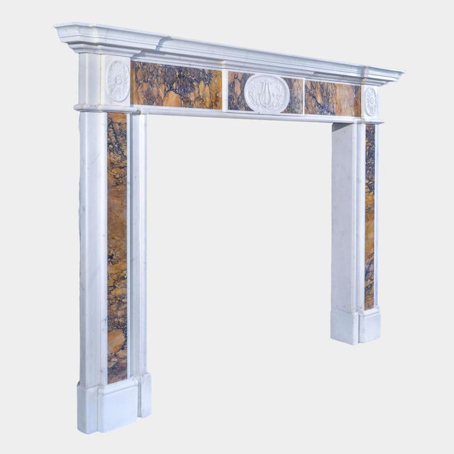 Irish Georgian Statuary and Siena Marble Fireplace Mantel, Late 18th Century For Sale - Image 3 of 8