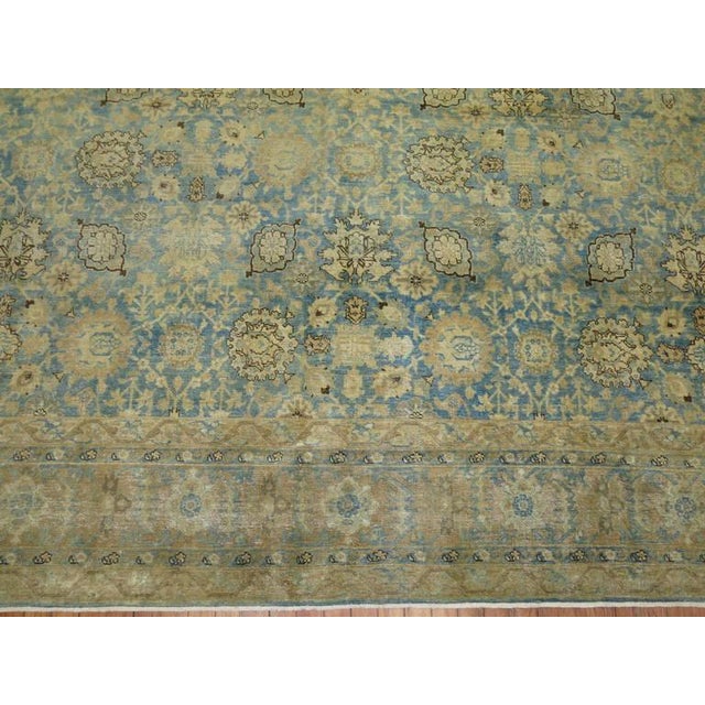 Antique Pale Blue Persian Tabriz Rug For Sale - Image 11 of 18
