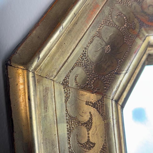 Large Giltwood Tray Mirror with Engraved and Eglomisé Decoration, Italy, 1890s For Sale - Image 5 of 17