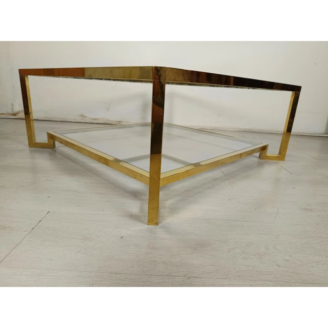 Modernist Golden Brass Coffee Table, 1970s, in Good conditions. Designed 1970 to 1979