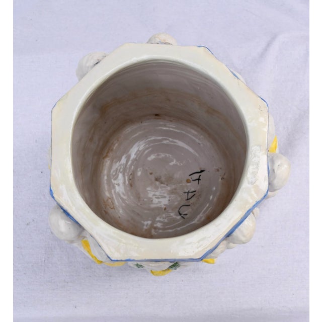 Sky Blue Early 20th C. Italian Majolica Planter in the Manner of Della Robbia For Sale - Image 8 of 11