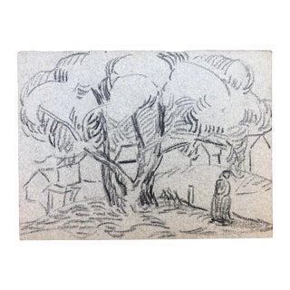 1940s Modern Landscape Drawing For Sale