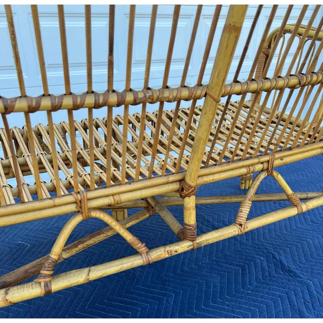 Vintage Franco Albini Style Safari Bent Rattan Sofa Loveseat For Sale - Image 9 of 12