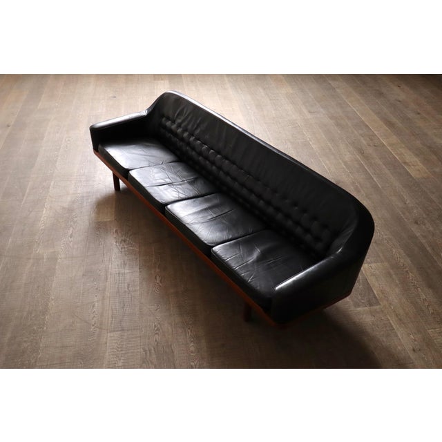 Model 2010 Sofa in Black Leather by Arne Halvorsen, Norway, 1960s For Sale - Image 10 of 11