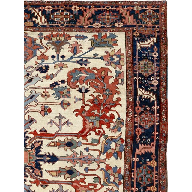 a late 19th Century Ivory Field square heriz serapi rug