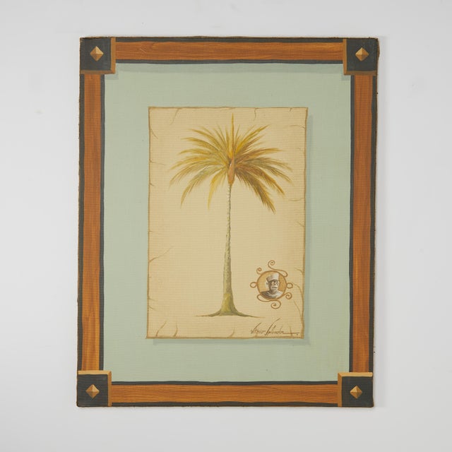 Cream Vitorio Splendore Pair of Vintage Palm Tree Paintings For Sale - Image 8 of 12