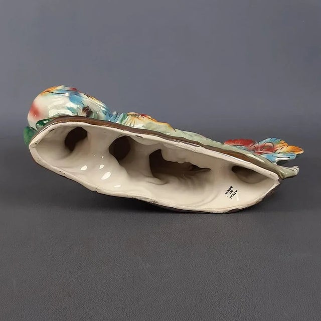 Vintage Multicolored Ceramic Sculpture of Peacocks, Italy, 1970s For Sale - Image 13 of 18