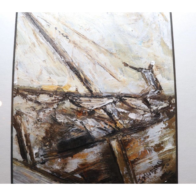 1990s Original John Mubiru African Abstract Expressionism the Dhows Oil Painting Art For Sale - Image 4 of 12
