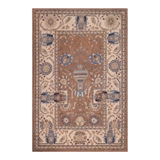 Boho Chic Ziegler Brown Ivory Hand-Knotted Wool Rug - 10'8'' X 14'11'' For Sale