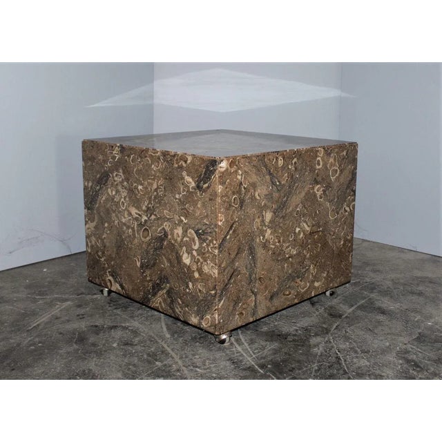 Stone Italian Marble Side Tables with Wheels from Bufalini Marmi, 1970s, Set of 2 For Sale - Image 7 of 7