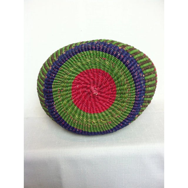 Ruby Red 1950s Pink and Green Basket From East Africa For Sale - Image 8 of 9