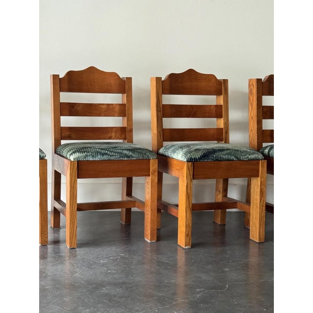 Set of 4 1960s Brutalist Oak Dining Chairs For Sale - Image 4 of 6