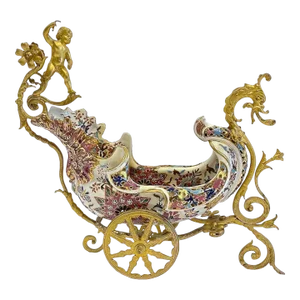 Vintage Enameled French Darago Carriage Cachepot