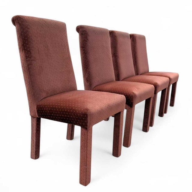 Postmodern Salmon-Pink Velvet Dining Chairs, Sculptural Set of 4 (1980s) For Sale - Image 9 of 18