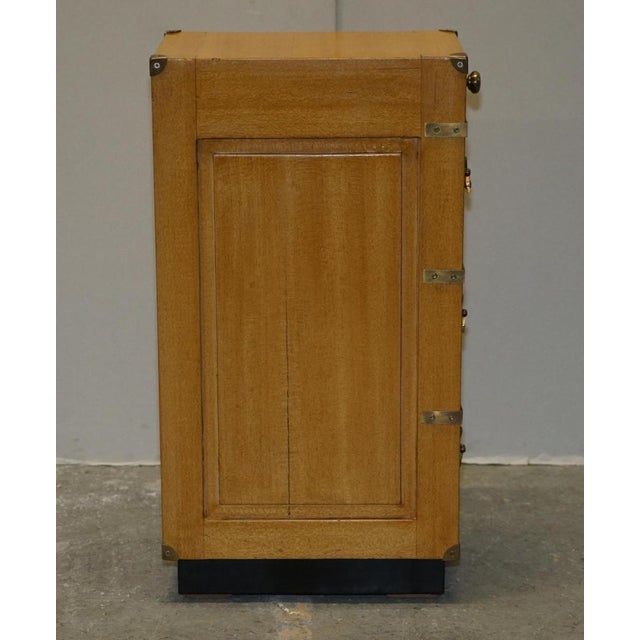 Tall Slim Vintage Military Campaign Bedside Tables with Drawers, Set of 2 For Sale - Image 15 of 18