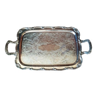Early 20th Century Wm Rogers Silver Plate Silverplate Serving Tray With Handles For Sale