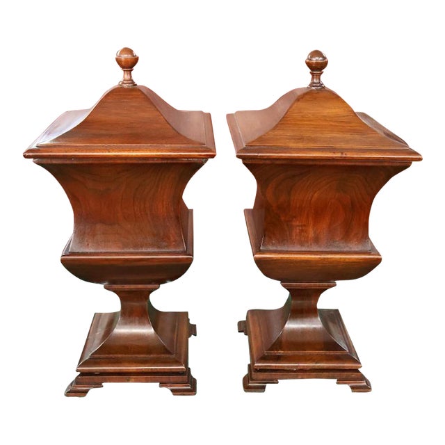 Pair of Late 19th Century English Mahogany Regency Style Urn Knife Boxes For Sale