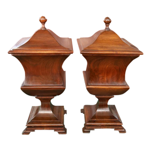 Pair of Late 19th Century English Mahogany Regency Style Urn Knife Boxes