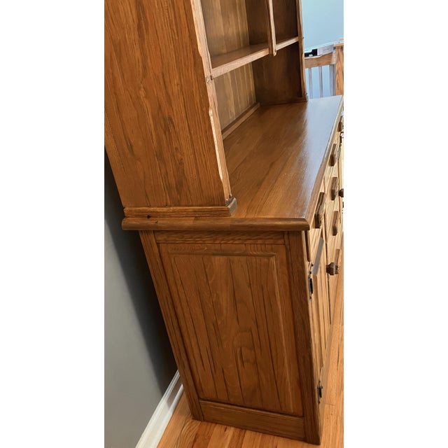 Brown Vintage A. Brandt Ranch Oak Sideboard Hutch For Sale - Image 8 of 12