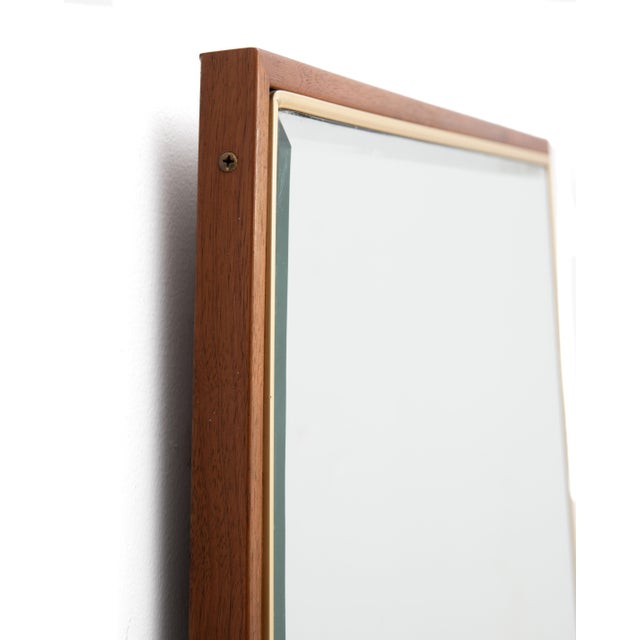 Mid-Century Modern Hoke Wood Products Furniture Company Walnut Brass Beveled Glass Boat Shaped Mirror - A Pair For Sale - Image 3 of 9