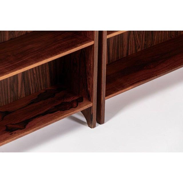 Pair of Mid Century Scandinavian Modern Tall Rosewood Bookcases For Sale - Image 9 of 18