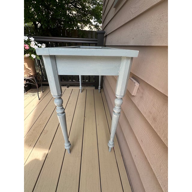 Vintage Etched Glass Carved Wood Console Table For Sale - Image 16 of 16