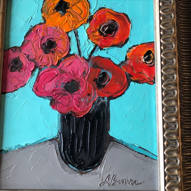 Original oil painting on canvas board Signed bottom right 8 x 10 overall size with vintage frame is 14 x 16