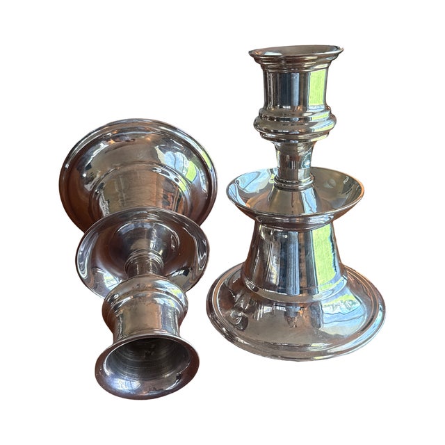 Monumental Silverplate Candlesticks Oversized Heavy Pair Classical Form For Sale - Image 4 of 13