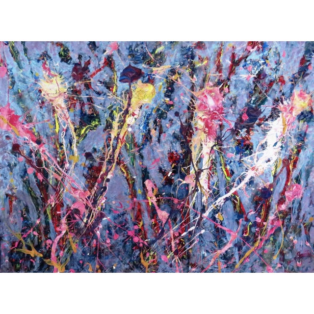 This is an AMAZING large splatter painting. Acrylic on canvas. Mid century modern. Signed illegibly lower right. Canvas...