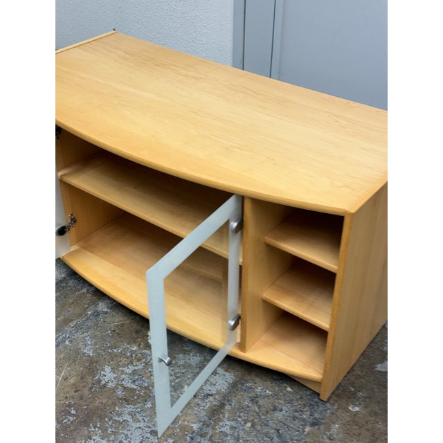 Maple Wood Veneer Media Cabinet For Sale - Image 4 of 12