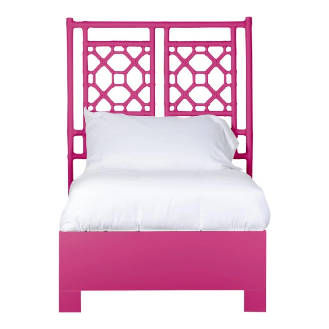 Lattice Back Bed Twin Extra Long - Bright Pink For Sale