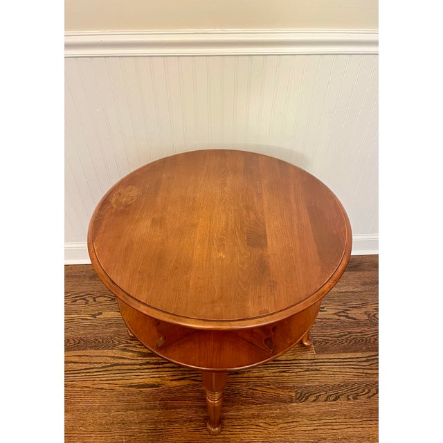 Beautiful vintage solid maple wood drum table by Kling for Ethan Allen circa the 1950’s. The table is from the Heirloom...