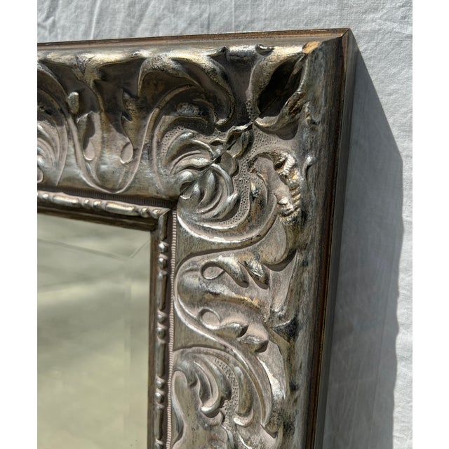 Silver Gilded Carved Wood Mirror For Sale - Image 11 of 14