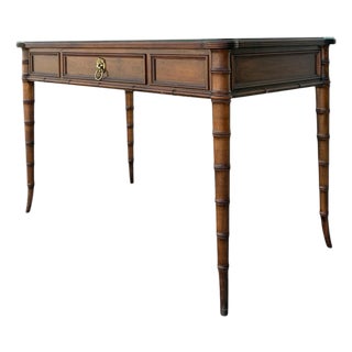 Mid 20th Century Baker Furniture Faux Bamboo Chippendale Desk For Sale
