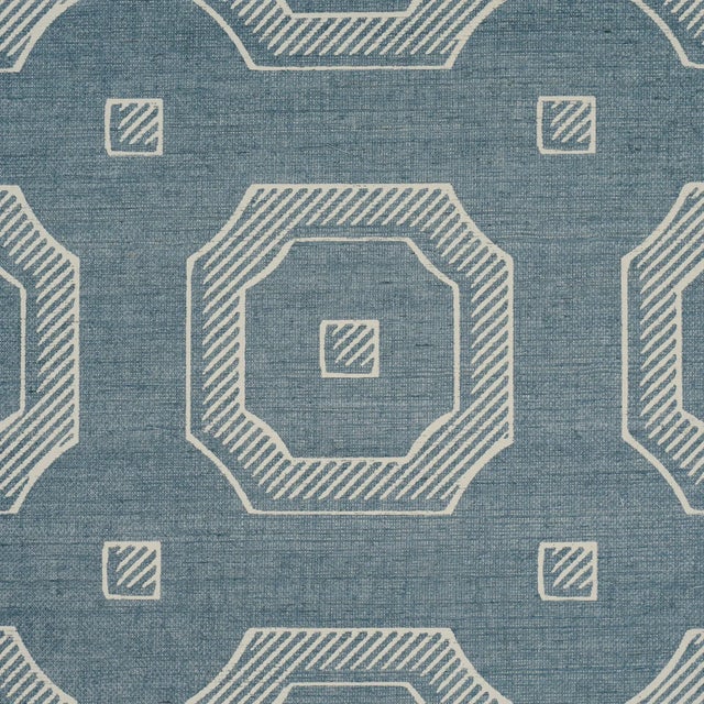 Schumacher SAMPLE - Schumacher Beveled Frame Sisal Wallpaper In Denim For Sale - Image 4 of 5