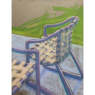 1990s Brown Jordan Lawn Chairs Still Life Pastel Drawing For Sale