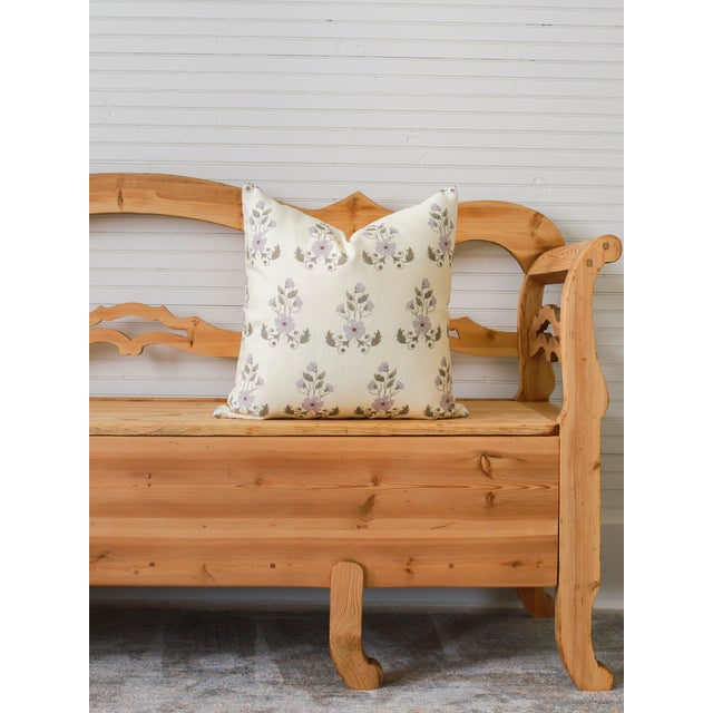 French Provincial A Pair of Lauren Servati Textiles, Unfading Flower // Lilac Pillows, 20"x20" For Sale - Image 3 of 3